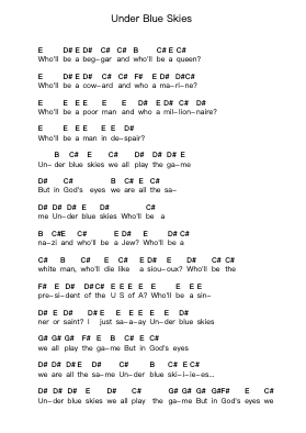 Under Blue Skies Piano letter notes by Bonfire - Arr.Inmark Ausbrooke