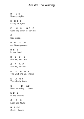 Are We The Waiting Piano letter notes by Green Day - Arr.Vanlett Hudrey