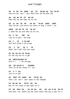 Just Tonight 钢琴字母谱由 The Pretty Reckless - 编曲 Payyule