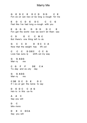 Marry Me Piano letter notes by Train - Arr.Eipsridge Zangphne