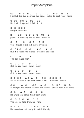 Paper Aeroplane पियानो पत्र नोट्स द्वारा Angus & Julia Stone - Arr.Nelrist Hornrias