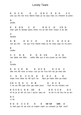 Lonely Tears Nota surat piano oleh Repeat Endless - Arr.Macre Accer
