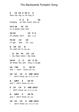 The Backwards Pumpkin Song Piano letter notes by Dance Gavin Dance - Arr.Kirkjoel