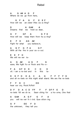 Rebel Piano letter notes by As I Fall - Arr.Bardries Popelroy