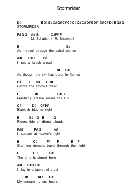Stormrider Piano letter notes by Iced Earth - Arr.Bloorron Thodoresteele