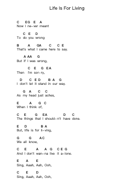 Life Is For Living Piano letter notes by Coldplay - Arr.Browningking