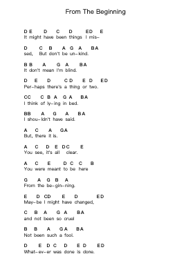 From The Beginning Piano letter notes by Emerson, Lake & Palmer - Arr.Lanme