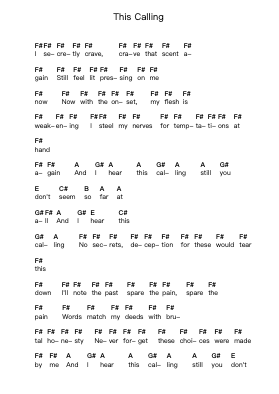 This Calling Piano letter notes by All That Remains - Arr.Hughgee