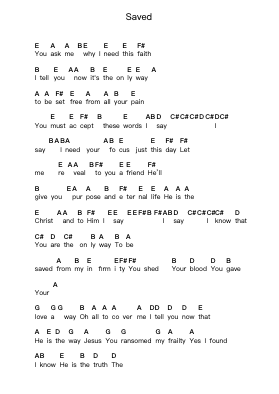 Saved Piano letter notes by Kutless - Arr.Kyleret Earlkyle