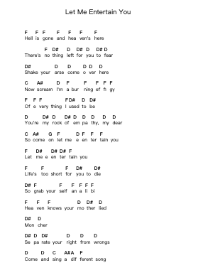Let Me Entertain You 鋼琴字母譜由 Robbie Williams - 編曲 Tateearl Grantbroad