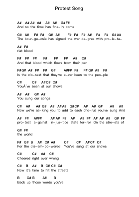 Protest Song Piano letter notes by Anti-Flag - Arr.Pipril