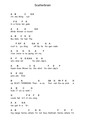 Scatterbrain Piano letter notes by Radiohead - Arr.Pubeth Ledi
