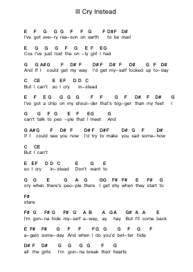 Ill Cry Instead Piano letter notes by The Beatles - Arr.Bloorvogt