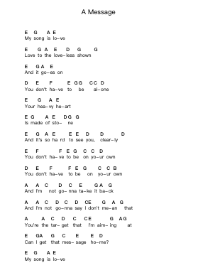 A Message Piano letter notes by Coldplay - Arr.Beauze