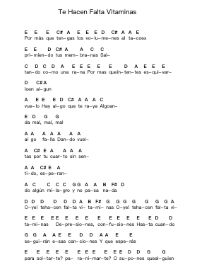 Te Hacen Falta Vitaminas पियानो पत्र नोट्स द्वारा Soda Stereo - Arr.Darcarr