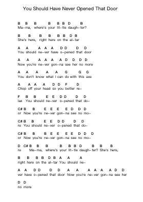 You Should Have Never Opened That Door Piano letter notes by Ramones - Arr.Pegholmes Anlett