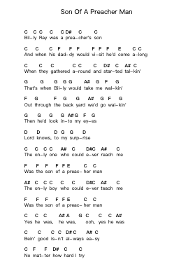 Son Of A Preacher Man Piano letter notes by Dusty Springfield - Arr.Chloepole