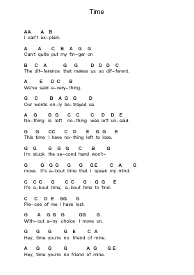 Time Piano letter notes by Creed - Arr.Asmie Panvien