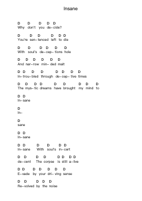 Insane Piano letter notes by Obituary - Arr.Sigwy Lorxine