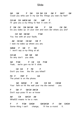 Slide Notas de piano en letras por Goo Goo Dolls - Arr.Kelniell Bircer