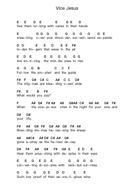 Vice Jesus Piano letter notes by Twilightning - Arr.Zoeriet