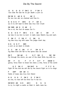 Die By The Sword Nota surat piano oleh DragonForce - Arr.Shamens Xedric