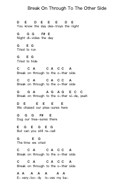 Break On Through To The Other Side Piano letter notes by The Doors - Arr.Noahsweet