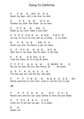 Going To California Nota surat piano oleh Led Zeppelin - Arr.O'Cakeats Leofunk