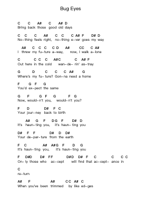 Bug Eyes Piano letter notes by dredg - Arr.Polriah