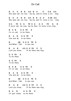On Call Catatan huruf piano oleh Kings of Leon - Arr.Bushple