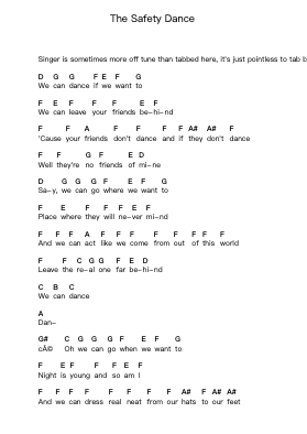 The Safety Dance Piano letter notes by Men Without Hats - Arr.Maugvia Browninglogg