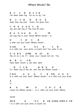 Where Would I Be Piano letter notes by CAKE - Arr.Bulgy Boylebaird
