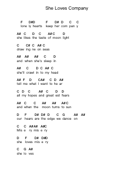 She Loves Company Piano letter notes by Death in Venice - Arr.Birdco Osnel