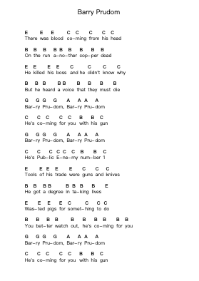 Barry Prudom Piano letter notes by Combat 84 - Arr.Xanlain Drychel