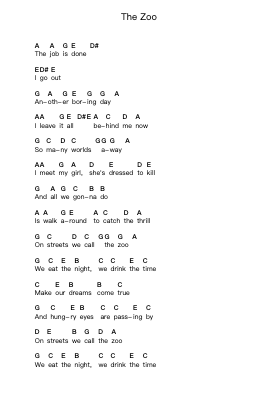 The Zoo पियानो पत्र नोट्स द्वारा Scorpions - Arr.Otnold
