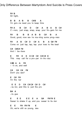 The Only Difference Between Martyrdom And Suicide Is Press Coverage Piano letter notes by Panic! At the Disco - Arr.Jesret