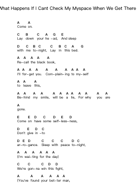 What Happens If I Cant Check My Myspace When We Get There Piano letter notes by Attack Attack! - Arr.Dunbeck