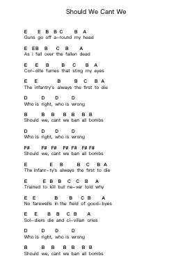 Should We Cant We पियानो पत्र नोट्स द्वारा The Exploited - Arr.Joycelup
