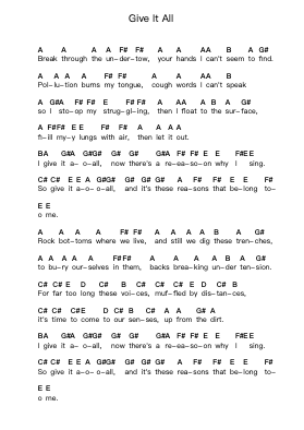 Give It All ピアノの音符 by Rise Against - Arr.Hosy