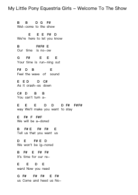 My Little Pony Equestria Girls - Welcome To The Show Nota surat piano oleh Misc Cartoons - Arr.Leacoln Galow