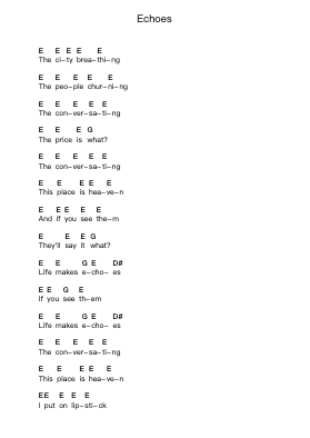Echoes ピアノの音符 by The Rapture - Arr.Melra Consmer