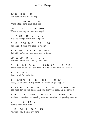 In Too Deep Note letterarie per pianoforte di Sum 41 - Arr.Temlet Cowsar