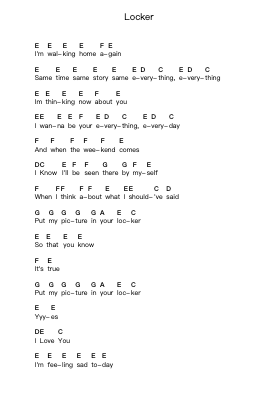 Locker Piano letter notes by Mike Krol - Arr.Regwill Nalome