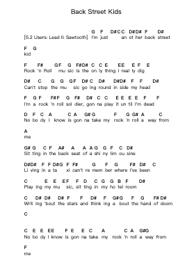 Back Street Kids Piano letter notes by Black Sabbath - Arr.Ciscer Georyale