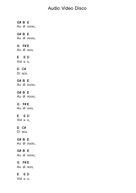 Audio Video Disco Piano letter notes by Justice - Arr.Duttdes Dawnpril