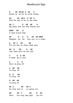Westbound Sign Piano letter notes by Green Day - Arr.Wheatlin Ranpkins