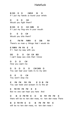 Hatefuck Piano letter notes by The Bravery - Arr.Pistal