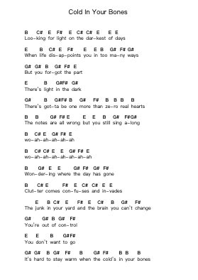 Cold In Your Bones Catatan huruf piano oleh RVIVR - Arr.Brownli Zangstuart