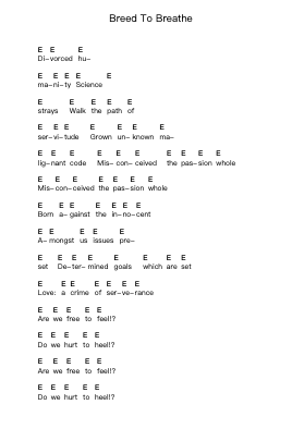 Breed To Breathe Piano letter notes by Napalm Death - Arr.Larple