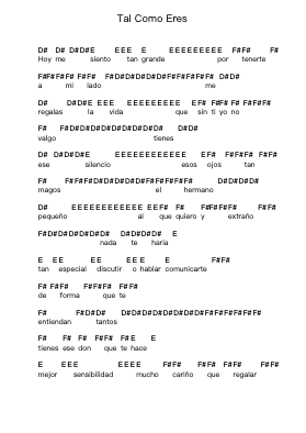 Tal Como Eres 鋼琴字母譜由 El Canto del Loco - 編曲 Hifaithe Fojames